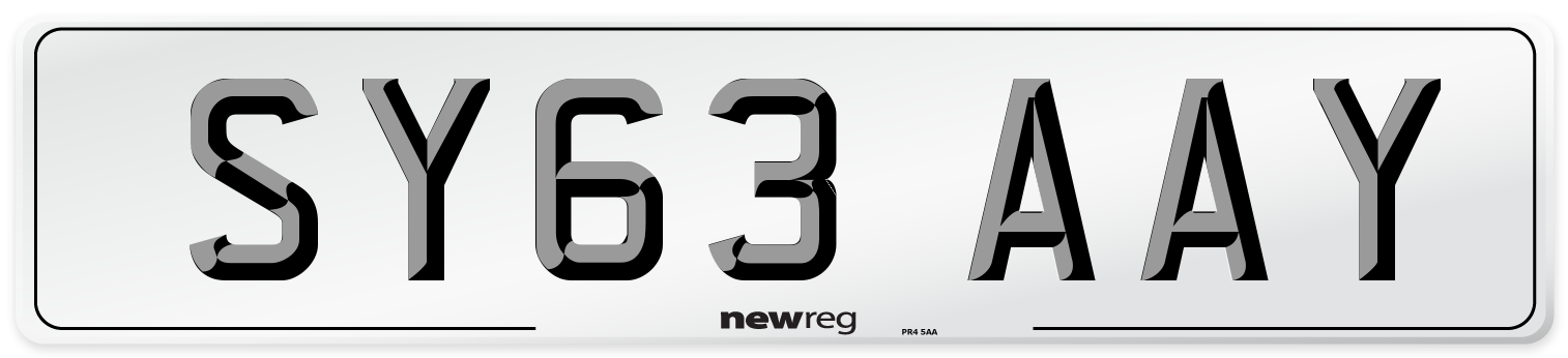 SY63 AAY Number Plate from New Reg